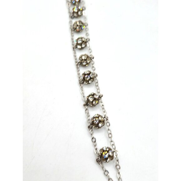 Vintage Chapel Sterling Silver Signed Rosary Bracelet Aurora Borealis Crystal 8" - Picture 3 of 8
